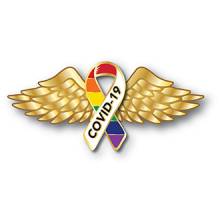 Stock Covid-19 Lapel Pin – Angel Wings and Ribbon Design #CV103