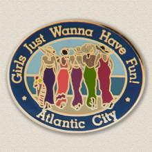 Custom Special Event Lapel Pin – Women at the Beach Design #8025