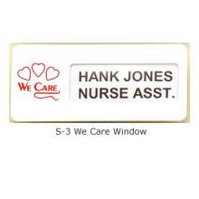 We Care Window Name Badge #S-3